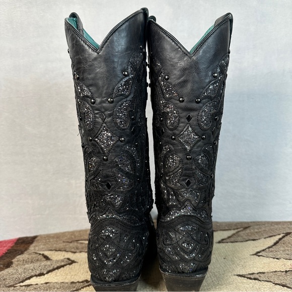 Corral glitter inlay c3423 Black Embellished Western Boots cowboy snip‎ - Picture 4 of 14